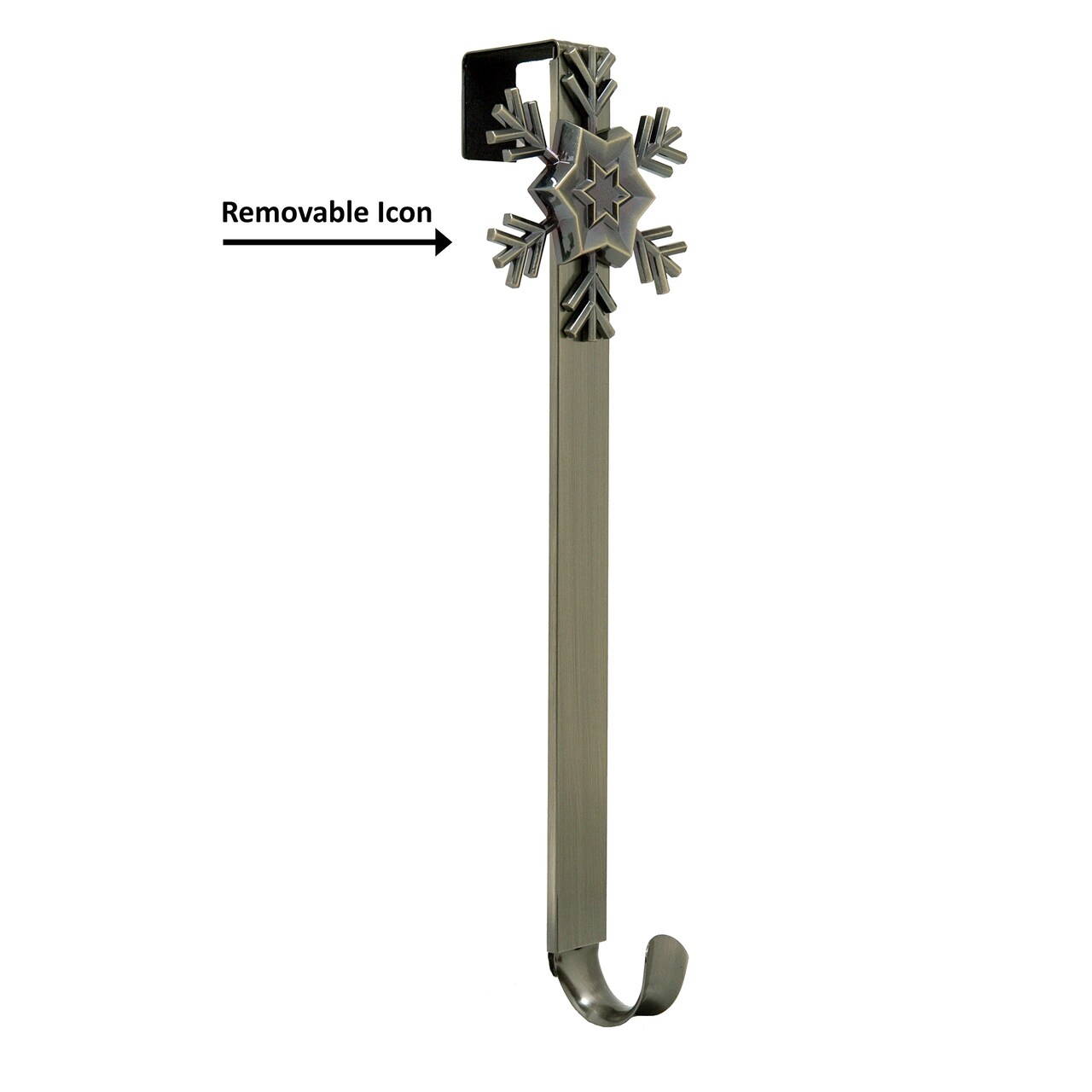Haute Decor Adapt Adjustable Length Wreath Hanger with Removable Icon (Antique Brass - Snowflake)